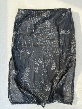 Henna Vintage Y2K Sheer Botanical Mesh Midi Skirt black Size M